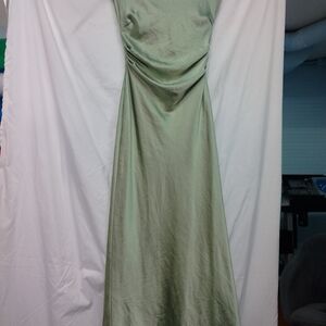 Sophisticated Green Satin Maxi Dress